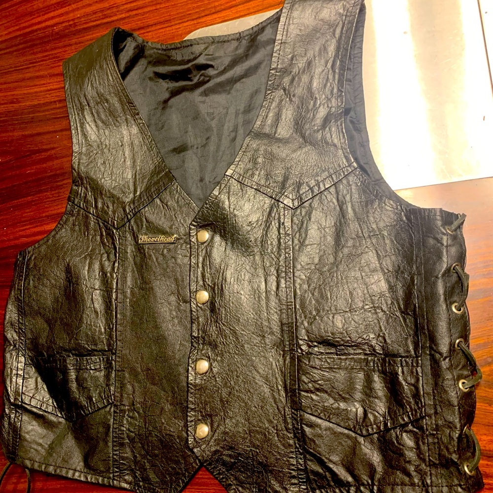 Vintage leather biker vest